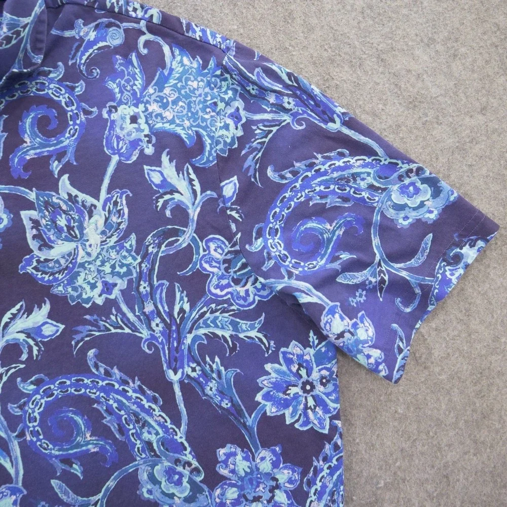 Polo Golf Ralph Lauren Shirt Mens Extra Large Blue Paisley Print Short Sleeve
